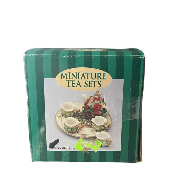 Vintage Miniature Christmas Tea Set C&F Enterprises 48438 Holiday Decor 1995 - Picture 8 of 9